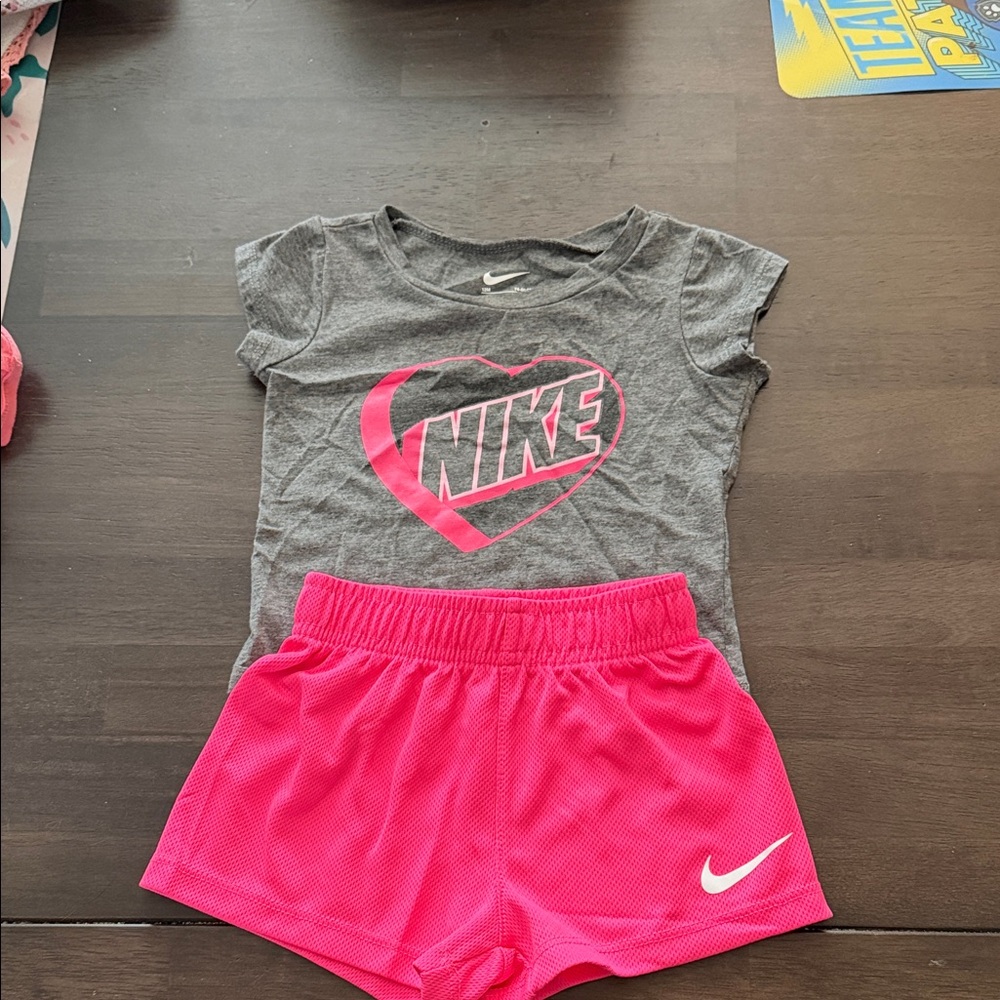 Nike Gray Tee and Pink Shorts Set